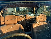 Shattered windshield before repair